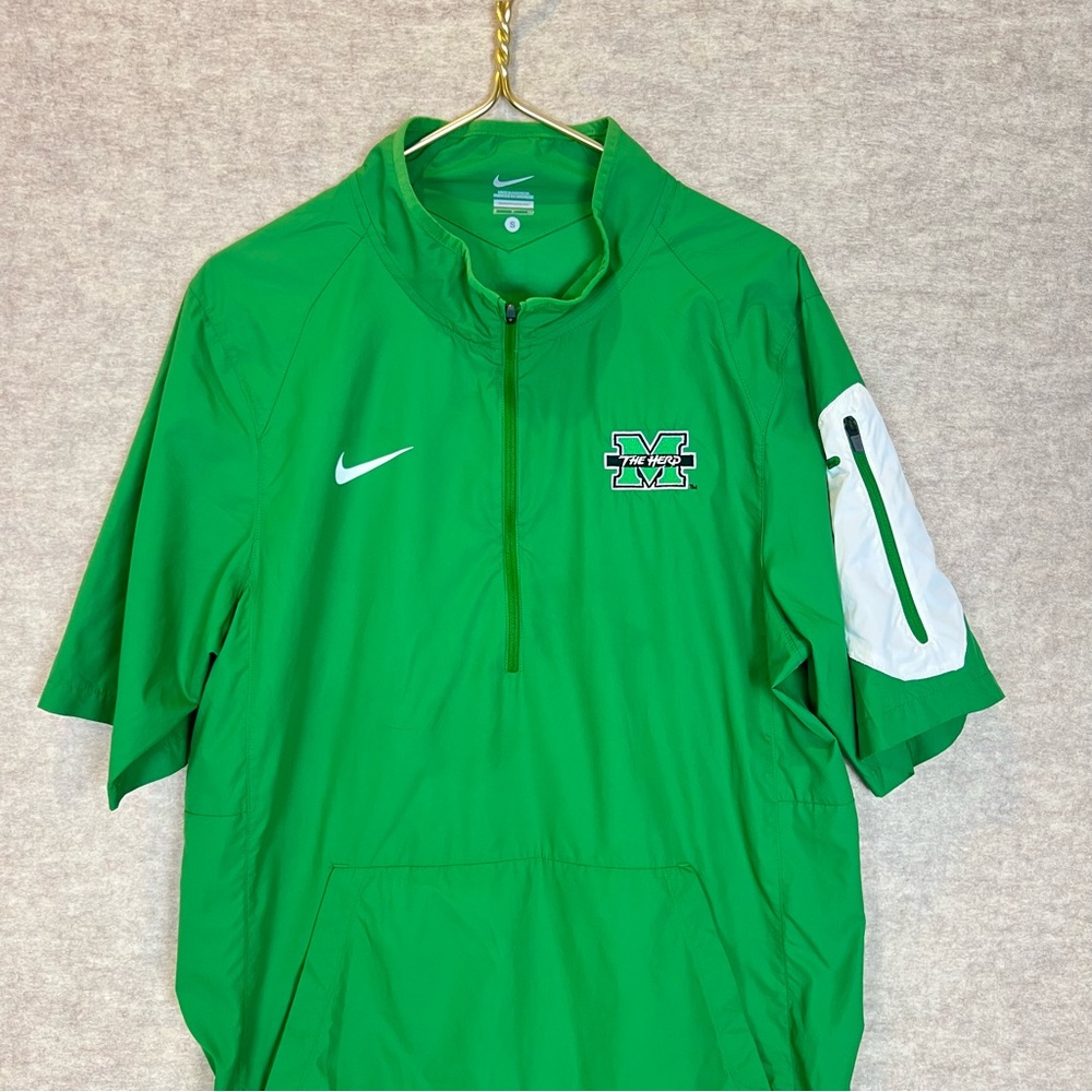 Nike Marshall Thundering Herd Green Quarter-Zip Short Sleeve  Pullover - Size S